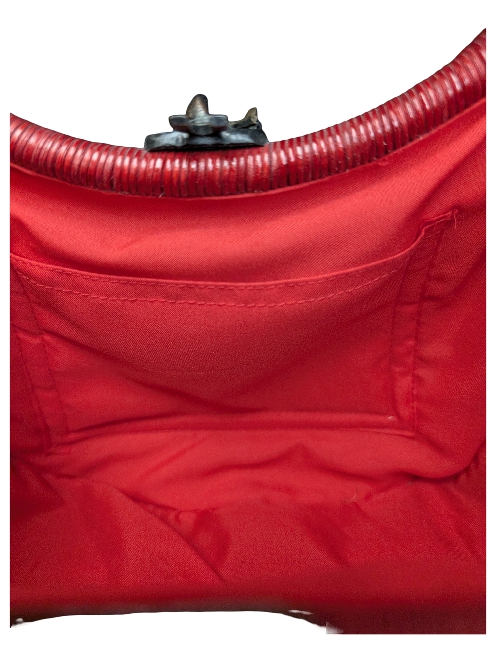 Vintage Red Wicker Purse Top Handle Handbag | Boho Western | Retro Statement Bag - Picture 4 of 7